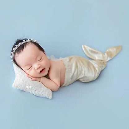 Newborn Photography Clothing Mermaid Modeling Jumpsuit + Headdress Set(Champagne) - Camera Accessories by buy2fix | Online Shopping UK | buy2fix