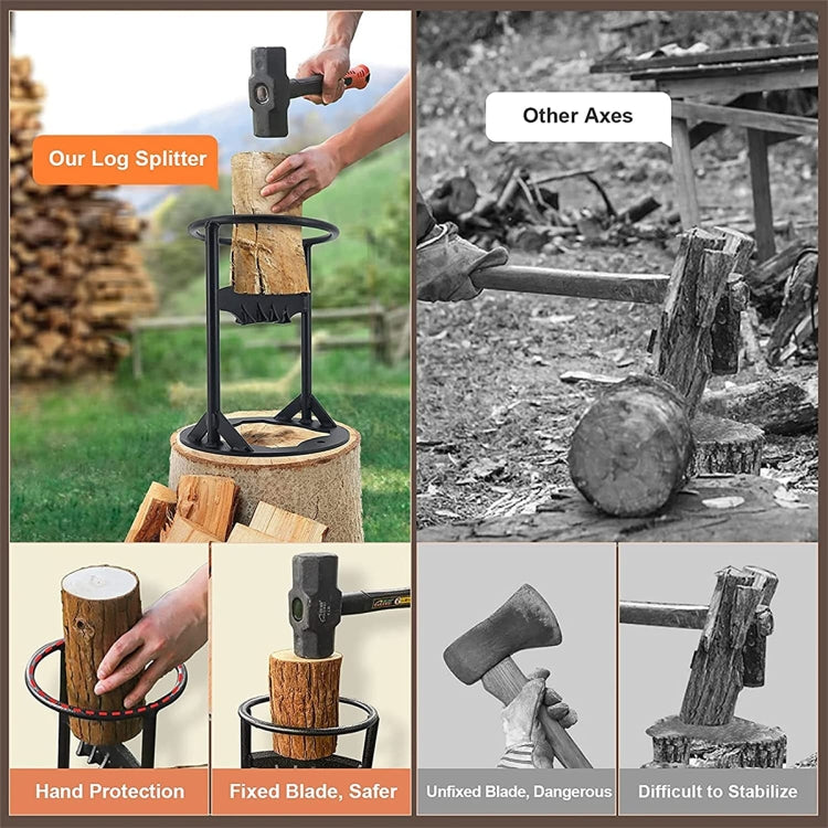 Firewood Kindling Splitter Manual Log Splitter with Carbon Steel Cutter Head, Model: Medium - Wood Chopping Tool by buy2fix | Online Shopping UK | buy2fix