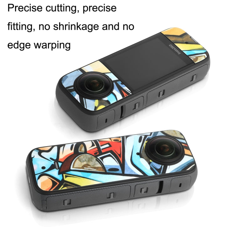 Sunnylife IST-TZ485 For DJI Insta360 X3 Panoramic Camera PVC Protection Scraper Film Stickers(Graffiti+Carbon Pattern Black) - DJI & GoPro Accessories by Sunnylife | Online Shopping UK | buy2fix