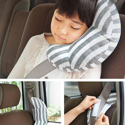 2pcs Children Neck Headrest Comfortable Shoulder Cover Car Neck Guard Pillow(Coffee Strip) - In Car by buy2fix | Online Shopping UK | buy2fix