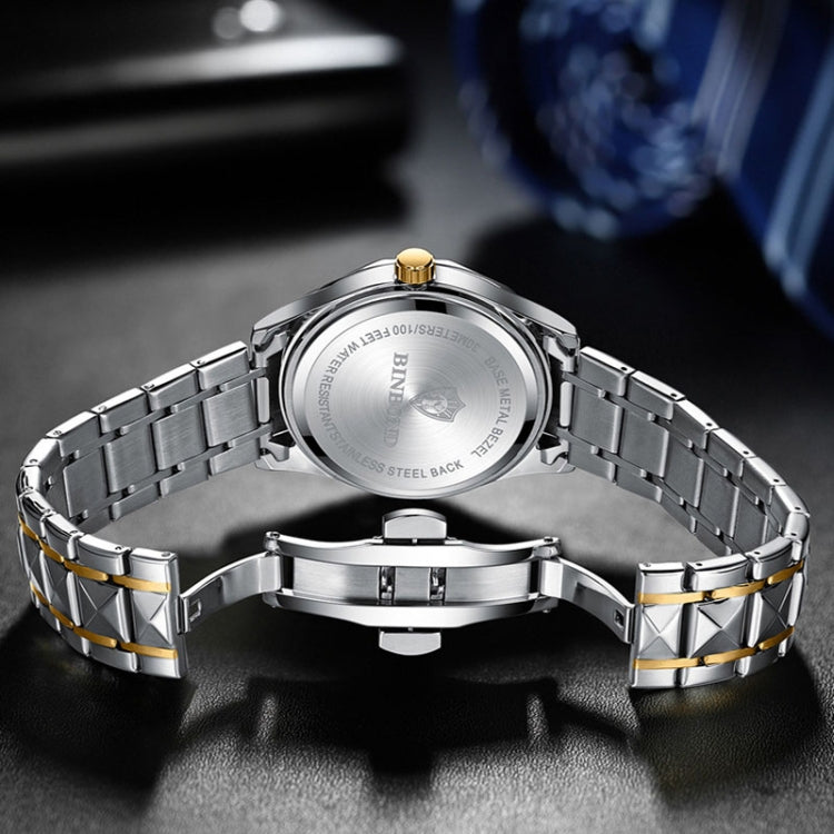 BINBOND B5552 Luminous Multifunctional Business Calendar Quartz Watch(Female-Black Steel-Black-White) - Metal Strap Watches by BINBOND | Online Shopping UK | buy2fix