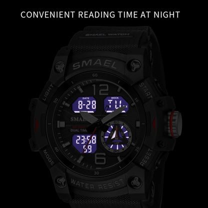 SMAEL 8007 Outdoor Sports Waterproof Dual Display Electronic Quartz Watch(Fluorescent Green) - Sport Watches by SMAEL | Online Shopping UK | buy2fix