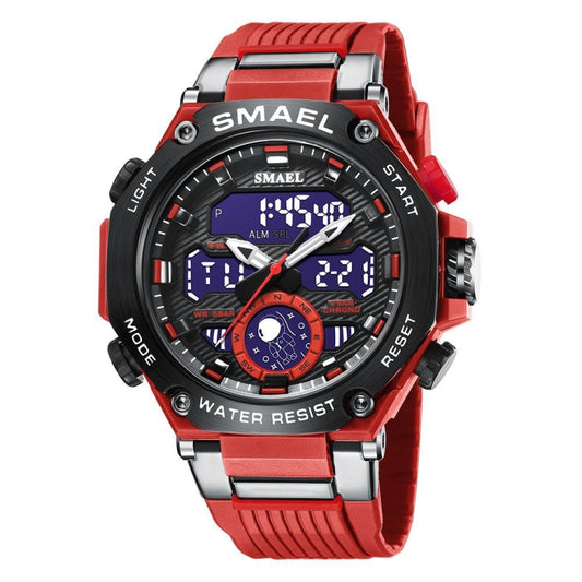 SMAEL 8069 Outdoor Multifunctional Waterproof Sports Alloy Luminous Watch(Red) - LED Digital Watches by SMAEL | Online Shopping UK | buy2fix