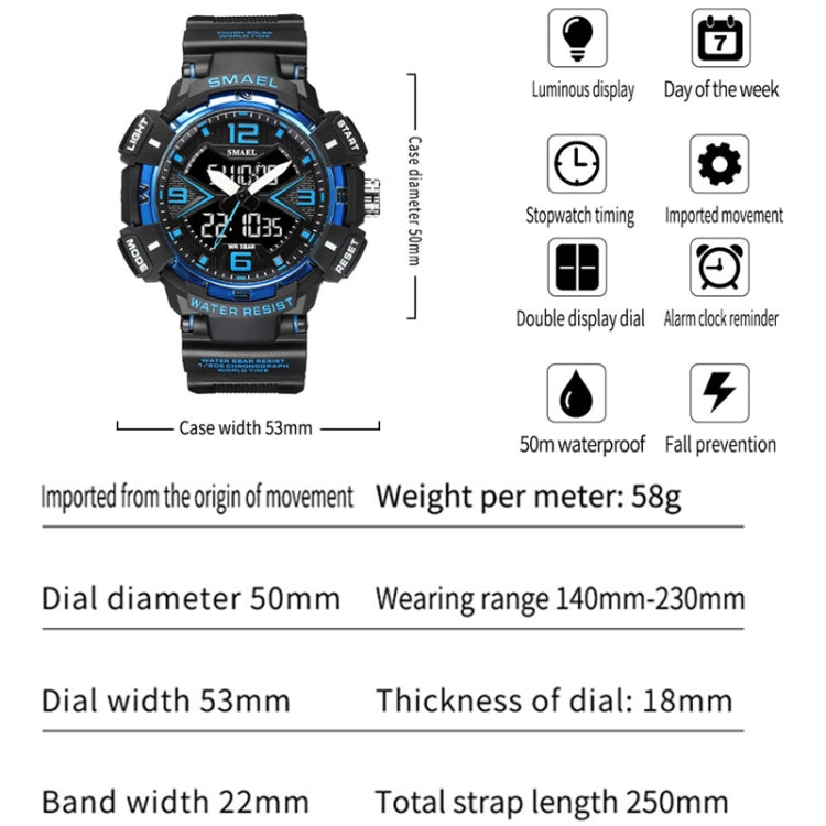 SMAEL 8076 Outdoor Night Light Mountain Climbing Men Sports Watch(Black Gold) - Sport Watches by SMAEL | Online Shopping UK | buy2fix