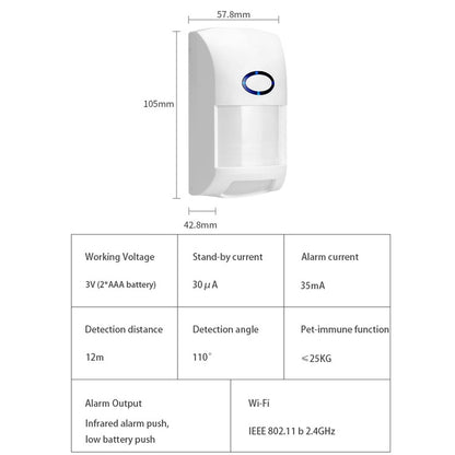 Tuya Smart App WiFi Infrared Alarm Smart Home Human Body Infrared Detector PIR - Security by buy2fix | Online Shopping UK | buy2fix