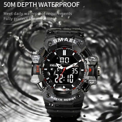 SMAEL 8080 Outdoor Sports Waterproof Multifunctional Glowing Double Dial Watch(Black White) - Sport Watches by SMAEL | Online Shopping UK | buy2fix