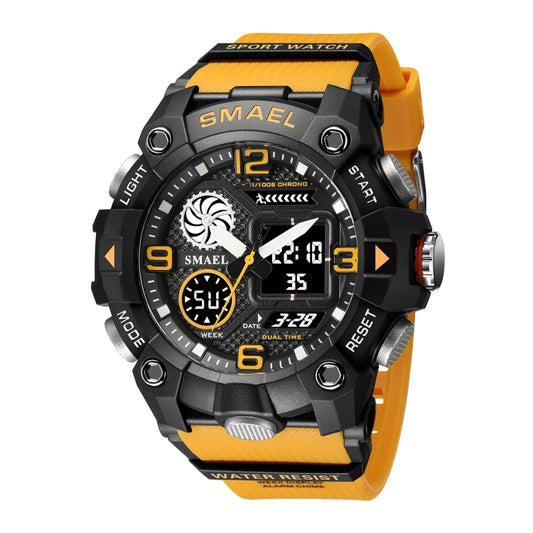 SMAEL 8055 Large Dial Sports Outdoor Waterproof Luminous Multifunctional Electronic Watch(Deep Yellow) - Sport Watches by SMAEL | Online Shopping UK | buy2fix