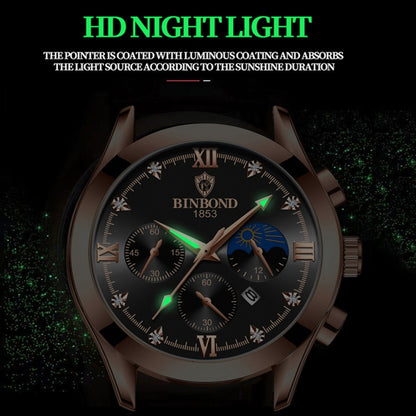 BINBOND B3591 30m Waterproof Luminous Calendar Men Watch, Color: White Steel-White - Metal Strap Watches by BINBOND | Online Shopping UK | buy2fix