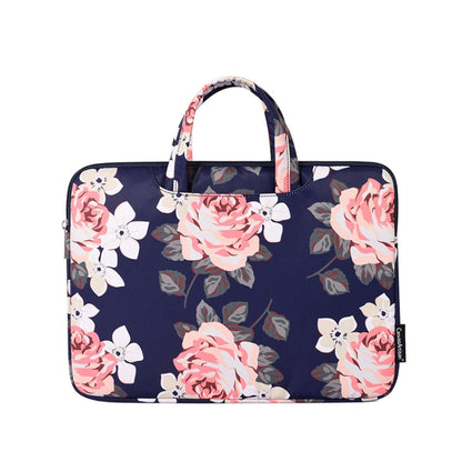 H40-B01 White Rose Pattern Laptop Case Bag Computer Liner Bag With Handle, Size: 14 Inch(Blue) - 14.1 inch by buy2fix | Online Shopping UK | buy2fix