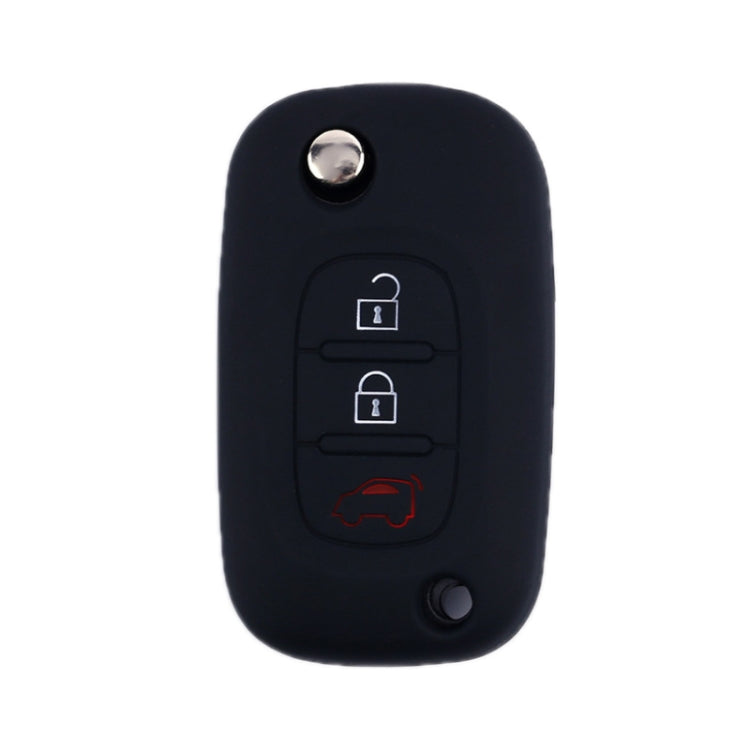 For Mercedes-Benz Smart Folding 2pcs 3 Button Silicone Key Case(Black) - In Car by buy2fix | Online Shopping UK | buy2fix