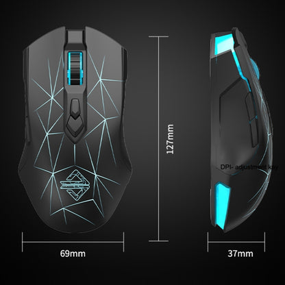 Ajazz AJ52PRO 8 Keys Three-mode Bluetooth/Wireless/Wired RGB Gaming Mouse(AJ52PRO Star Black Edition) - Wireless Mice by Ajazz | Online Shopping UK | buy2fix