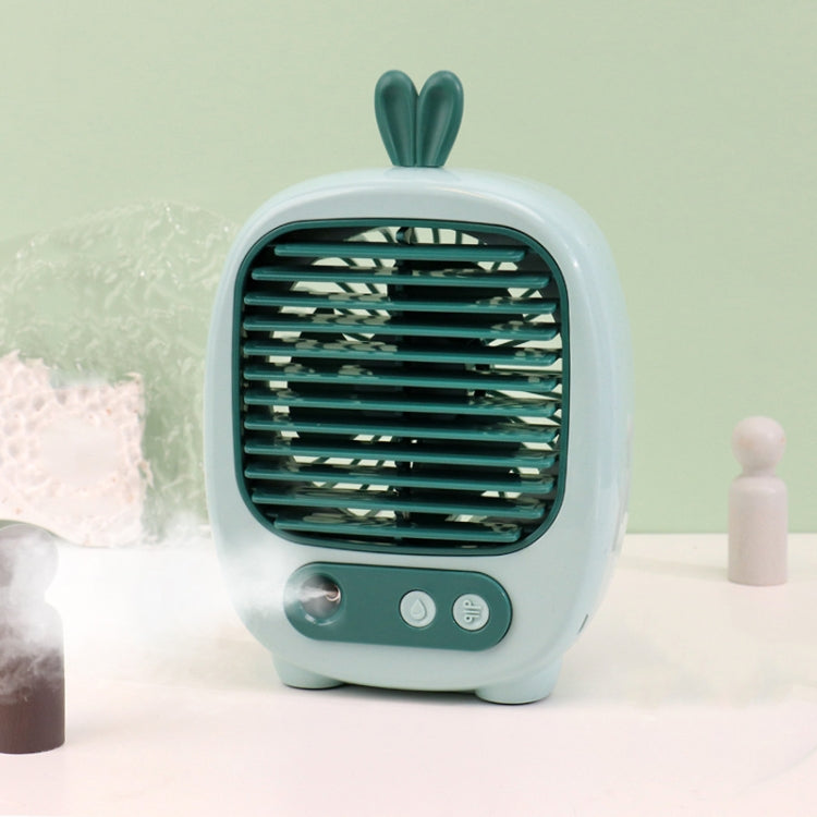 1315 Spray Humidification Hydrating Cartoon Fan USB Charging Desktop Fan(Bunny Green) - Electric Fans by buy2fix | Online Shopping UK | buy2fix