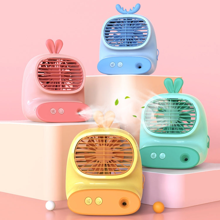 CS1319 Desktop Small Hydrating Spray Cartoon Fan Rechargeable Silent Humidifying Fan(Deer Yellow) - Electric Fans by buy2fix | Online Shopping UK | buy2fix