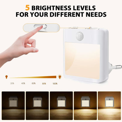 NL2101 Motion Sensor LED Night Light AC Plug Dimming Sleep Lights,Spec: Warm and White EU Plug - Sensor LED Lights by buy2fix | Online Shopping UK | buy2fix
