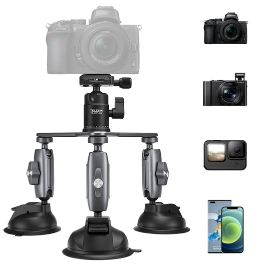 TELESIN Suction Cup Action Camera Tripod Mount for Car Holder Stand Bracket - Holder by TELESIN | Online Shopping UK | buy2fix
