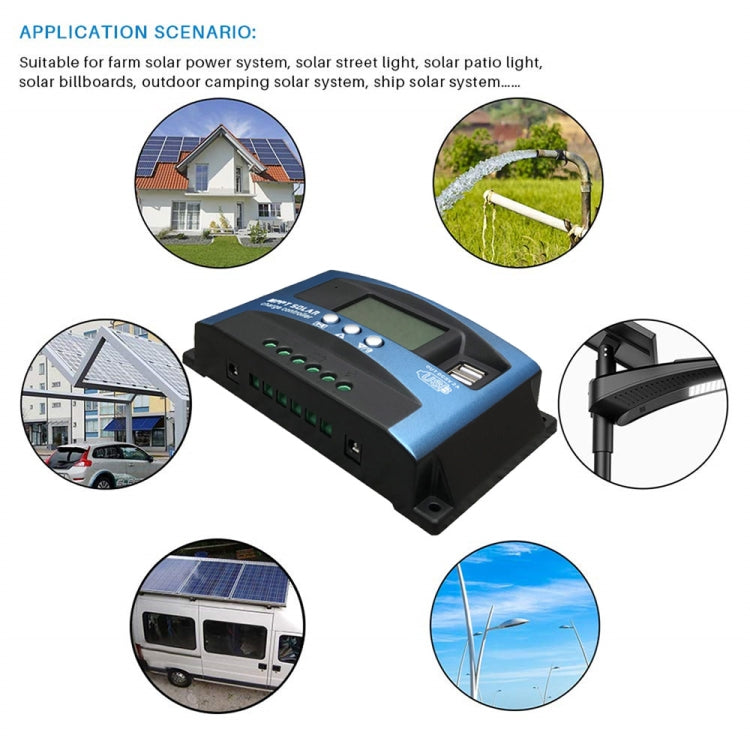 YCX-003 30-100A Solar Charging Controller with LED Screen & Dual USB Port Smart MPPT Charger, Model: 12/24/36/48/60V 100A - Others by buy2fix | Online Shopping UK | buy2fix