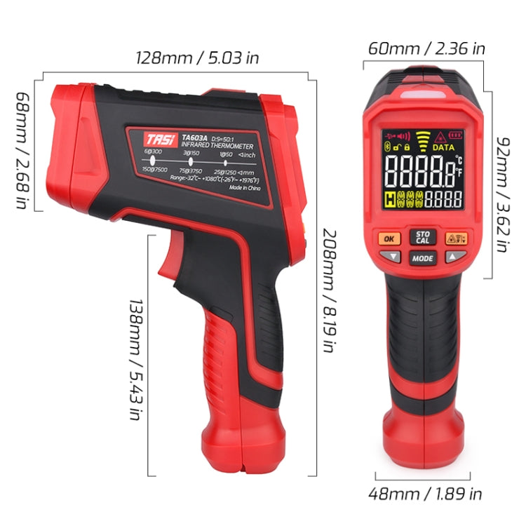 TASI TA603D -32-1880 degrees Celsius Color Screen Infrared Thermometer Industrial Electronic Thermometer - Thermostat & Thermometer by TASI | Online Shopping UK | buy2fix