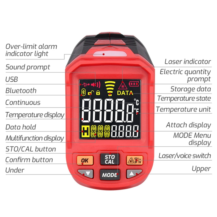 TASI TA603D -32-1880 degrees Celsius Color Screen Infrared Thermometer Industrial Electronic Thermometer - Thermostat & Thermometer by TASI | Online Shopping UK | buy2fix