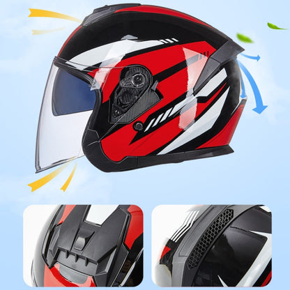 GXT Electric Vehicle Four Seasons Sun Protection & Windshield Double Lens Helmet, Size: M(Bright Black) - Helmets by GXT | Online Shopping UK | buy2fix