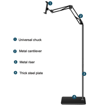 175cm Mobile Phone Tablet Live Broadcast Bedside Lifting Bracket Telescopic Cantilever Model (Black) - Lazy Bracket by buy2fix | Online Shopping UK | buy2fix