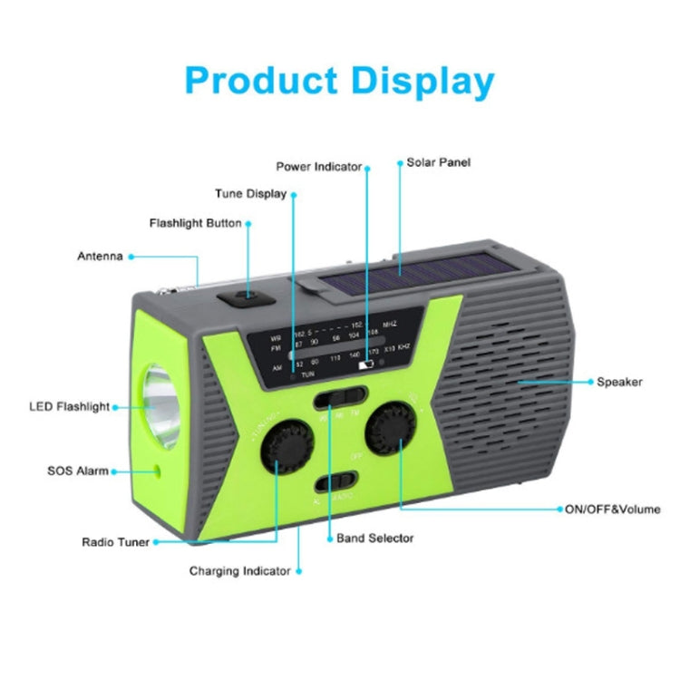 AM/FM/NoAA 2000mAh Emergency Radio Portable Hand Crank Solar Powered Radio(Orange) - Radio Player by buy2fix | Online Shopping UK | buy2fix