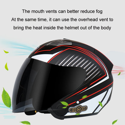 KUQIBAO Motorcycle Smart Bluetooth Sun Protection Double Lens Safety Helmet, Size: L(White Phantom Fiber+Black Tail) - Helmets by KUQIBAO | Online Shopping UK | buy2fix