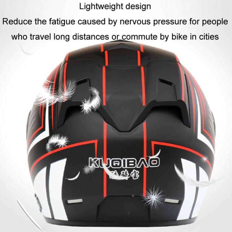 KUQIBAO Motorcycle Smart Bluetooth Sun Protection Double Lens Safety Helmet, Size: L(White Phantom Fiber+Black Tail) - Helmets by KUQIBAO | Online Shopping UK | buy2fix