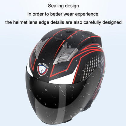 KUQIBAO Motorcycle Smart Bluetooth Sun Protection Double Lens Safety Helmet, Size: L(White+Black Tail) - Helmets by KUQIBAO | Online Shopping UK | buy2fix