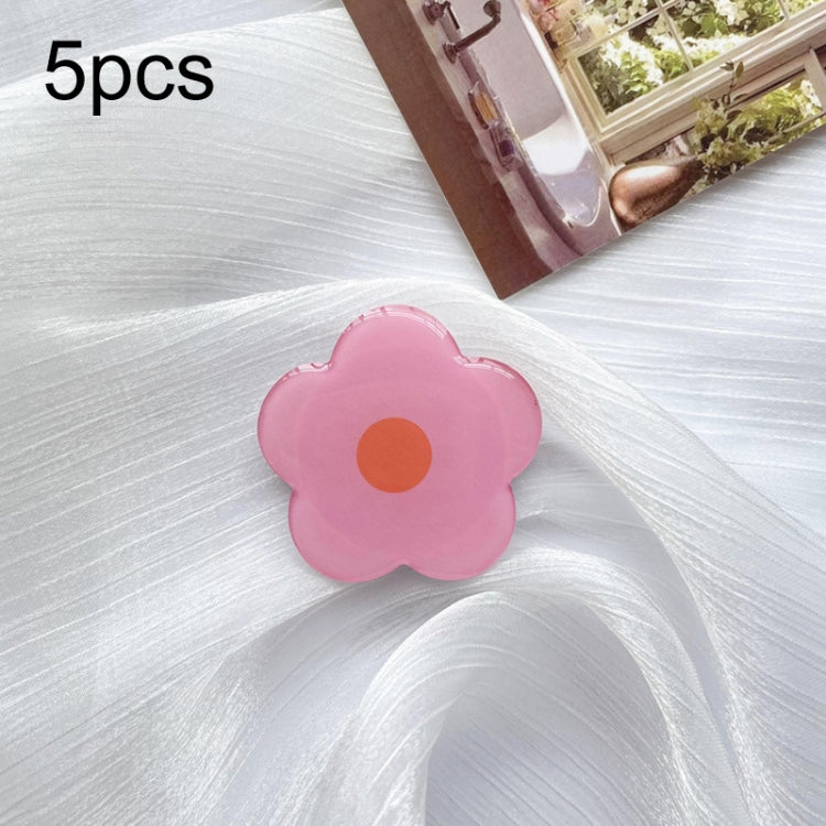 5pcs Sunflower Drip Glue Airbag Mobile Phone Holder(Pink Flower) - Ring Holder by buy2fix | Online Shopping UK | buy2fix