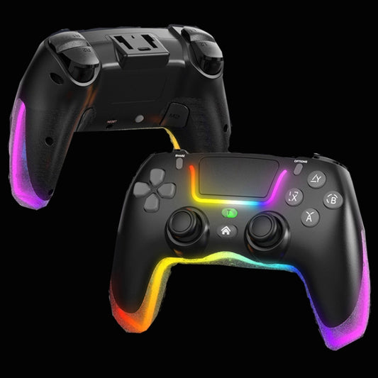 For PS4 Dazzle Color Light Wireless Bluetooth Grip(Black) - Gamepads by buy2fix | Online Shopping UK | buy2fix