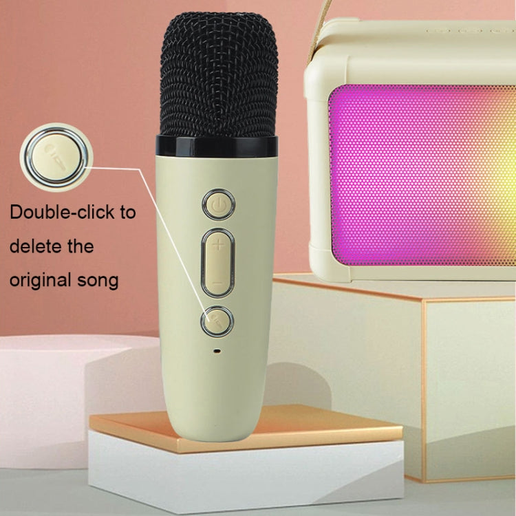 Portable RGB Lighting Effect Bluetooth Speaker Home Mini Karaoke Audio, Style: Speaker(Beige) - Microphone by buy2fix | Online Shopping UK | buy2fix