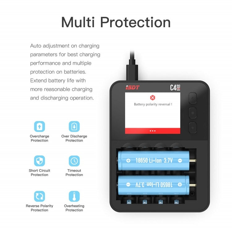 ISDT C4 EVO NiMH/NiCd Cylindrical Lithium Battery Smart Charger(Black) - Charger by ISDT | Online Shopping UK | buy2fix