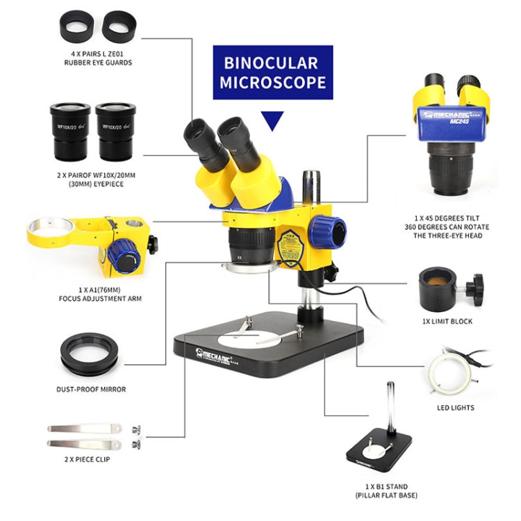 MECHANIC MC-75TB1 Trinocular Stereo Microscope Industrial Grade Can Connect To HD Display - Digital Microscope by MECHANIC | Online Shopping UK | buy2fix