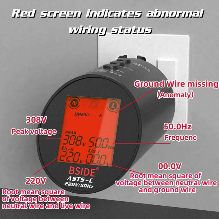 BSIDE ASTS Circuit Analyzer Plug Power Tester US Plug - Current & Voltage Tester by BSIDE | Online Shopping UK | buy2fix