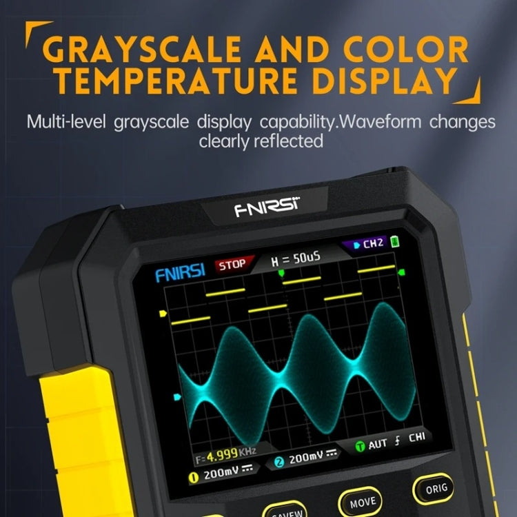 FNIRSI 2 In 1 Small Handheld Fluorescence Digital Dual-Channel Oscilloscope, US Plug(Yellow) - Other Tester Tool by FNIRSI | Online Shopping UK | buy2fix