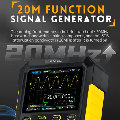 FNIRSI 2 In 1 Small Handheld Fluorescence Digital Dual-Channel Oscilloscope, US Plug(Yellow) - Other Tester Tool by FNIRSI | Online Shopping UK | buy2fix