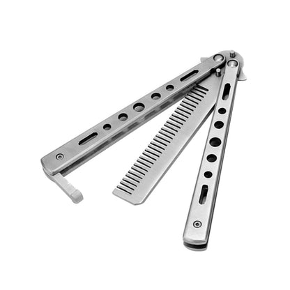 Salon Stainless Steel Practice Comb Practice Knife (Uncut) Butterfly Comb(Silver) - Hair Trimmer by buy2fix | Online Shopping UK | buy2fix