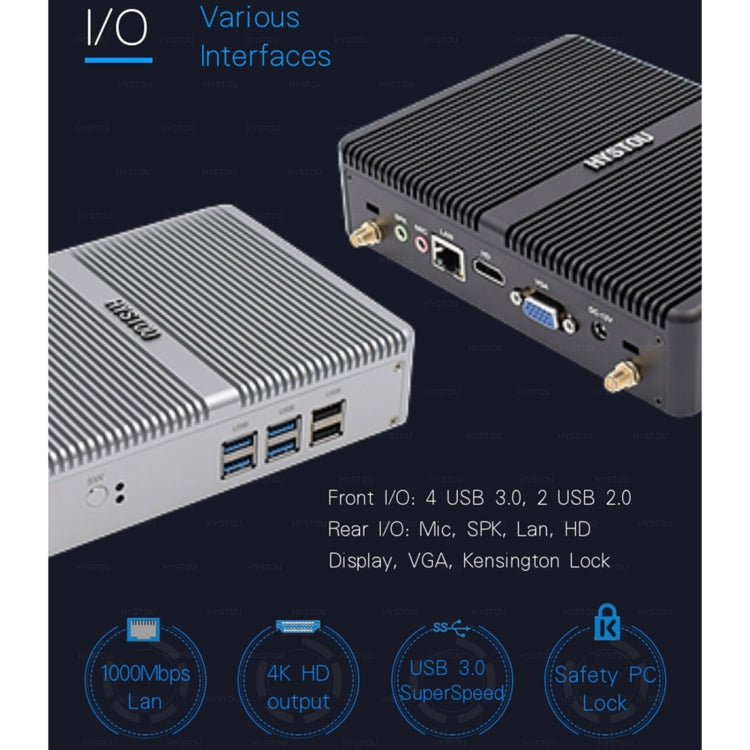 HYSTOU H2 Windows / Linux System Mini PC, Intel Core I3-7167U Dual Core Four Threads up to 2.80GHz, Support mSATA 3.0, 4GB RAM DDR4 + 256GB SSD (White) - Windows Mini PCs by HYSTOU | Online Shopping UK | buy2fix