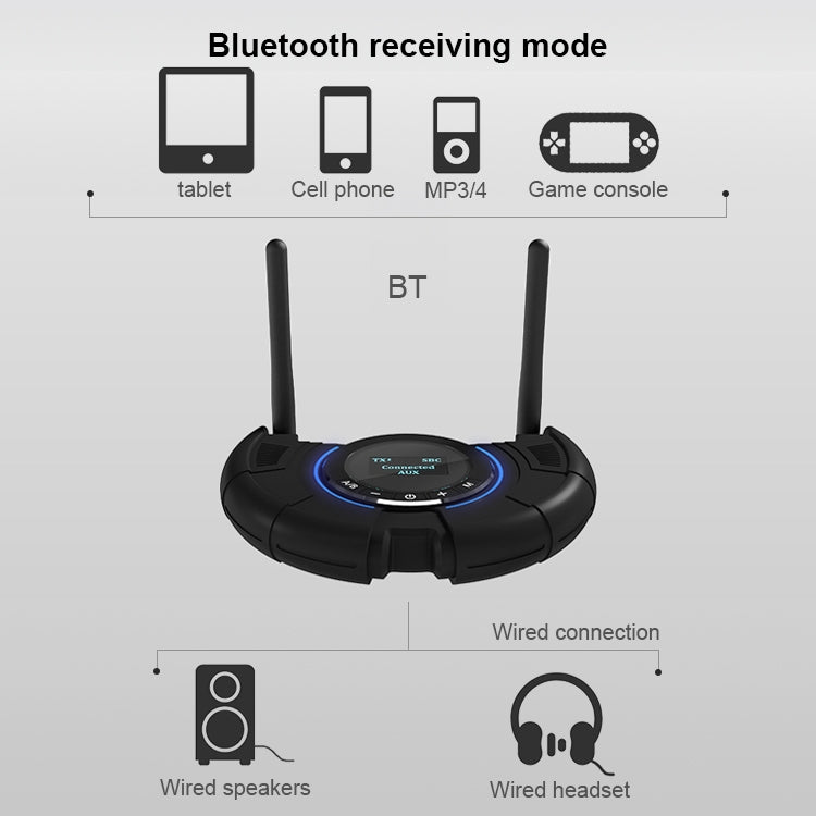 TX800 Optical Fiber Bluetooth 5.0 Transmitter Receiver Audio Adapter with Dual Antennas & OLED Display - Apple Accessories by buy2fix | Online Shopping UK | buy2fix