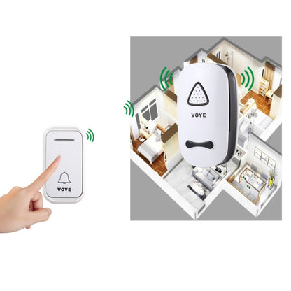 VOYE V025F Home Music Remote Control Wireless Doorbell with 38 Polyphony Sounds, US Plug(White) - Security by VOYE | Online Shopping UK | buy2fix