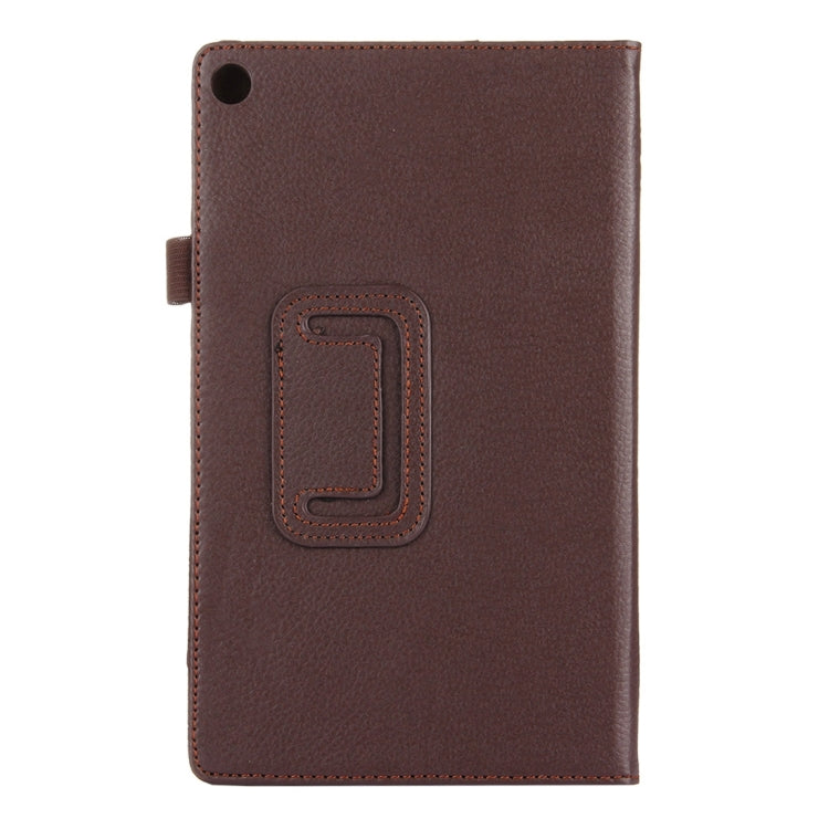 For Amazon Kindle Fire HD8 (2017) Litchi Texture Horizontal Flip Leather Case with Holder(Brown) - Mobile Accessories by buy2fix | Online Shopping UK | buy2fix