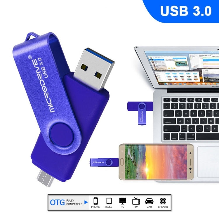 MicroDrive 16GB USB 3.0 Android Phone & Computer Dual-use Rotary Metal U Disk (Green) - Computer & Networking by MicroDrive | Online Shopping UK | buy2fix