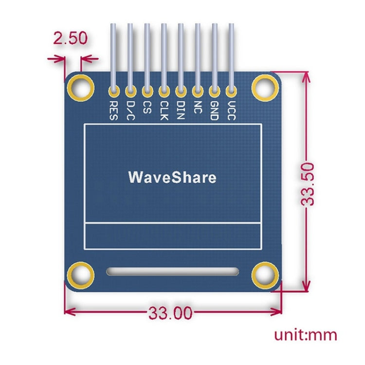 Waveshare 0.96 inch 128*64 OLED (A), SPI/I2C Interfaces, Angled Horizontal Pinheader - Modules Expansions Accessories by Waveshare | Online Shopping UK | buy2fix